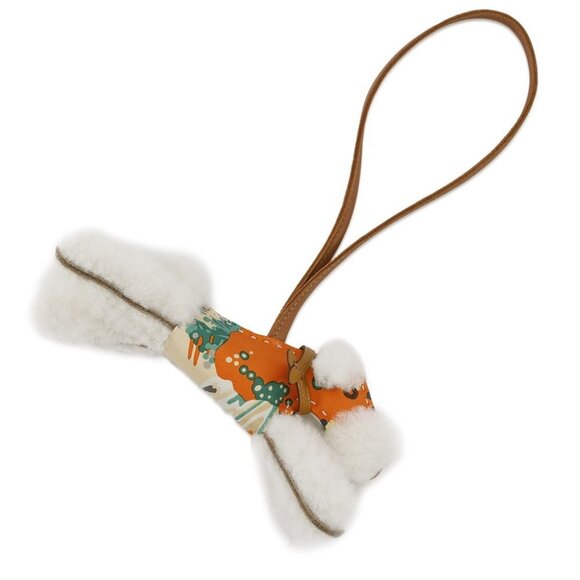 HERMES Buddy Bag Charm Aloha Silk/Chevre Myzore Goatskin/Mouton White/Multic. - Picture 2 of 9